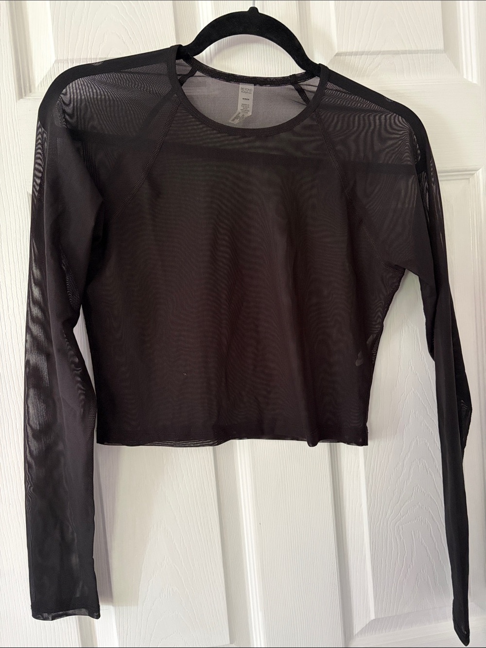 Beyond Yoga Black Sheer Long Sleeve Crop Top